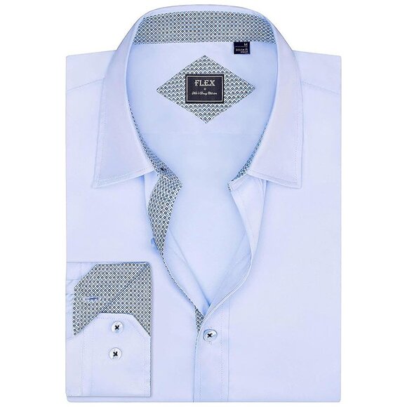 Men's Dress Shirts Long Sleeve Blue - Picture 3 of 8